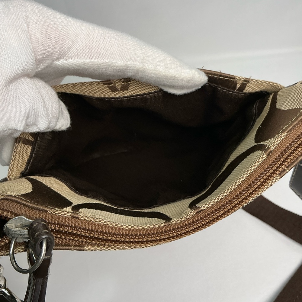 Coach Signature Swingpack Crossbody Bag Brown Khaki Canvas - Picture 2 of 15